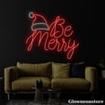 thumbnail image 4 of Glowneon Be Merry Neon Sign, Be Merry Santa Hat LED Sign, Custom Neon Sign, Restaurant Coffee Shop, 4 of 5
