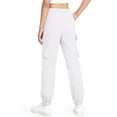 thumbnail image 4 of HAOTAGS Tee Girls Cargo Pants(4-15), Elastic Waist with Drawstring Joggers with Multi-pockets White 8-9Years, 4 of 5