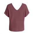 thumbnail image 7 of cfhntfmh Womens Summer V Neck Tops Short Sleeve Sweaters Knit Casual Plus Size Shirts Hollow out Lace Back with Drawstring Trendy Boho Tops, 7 of 7
