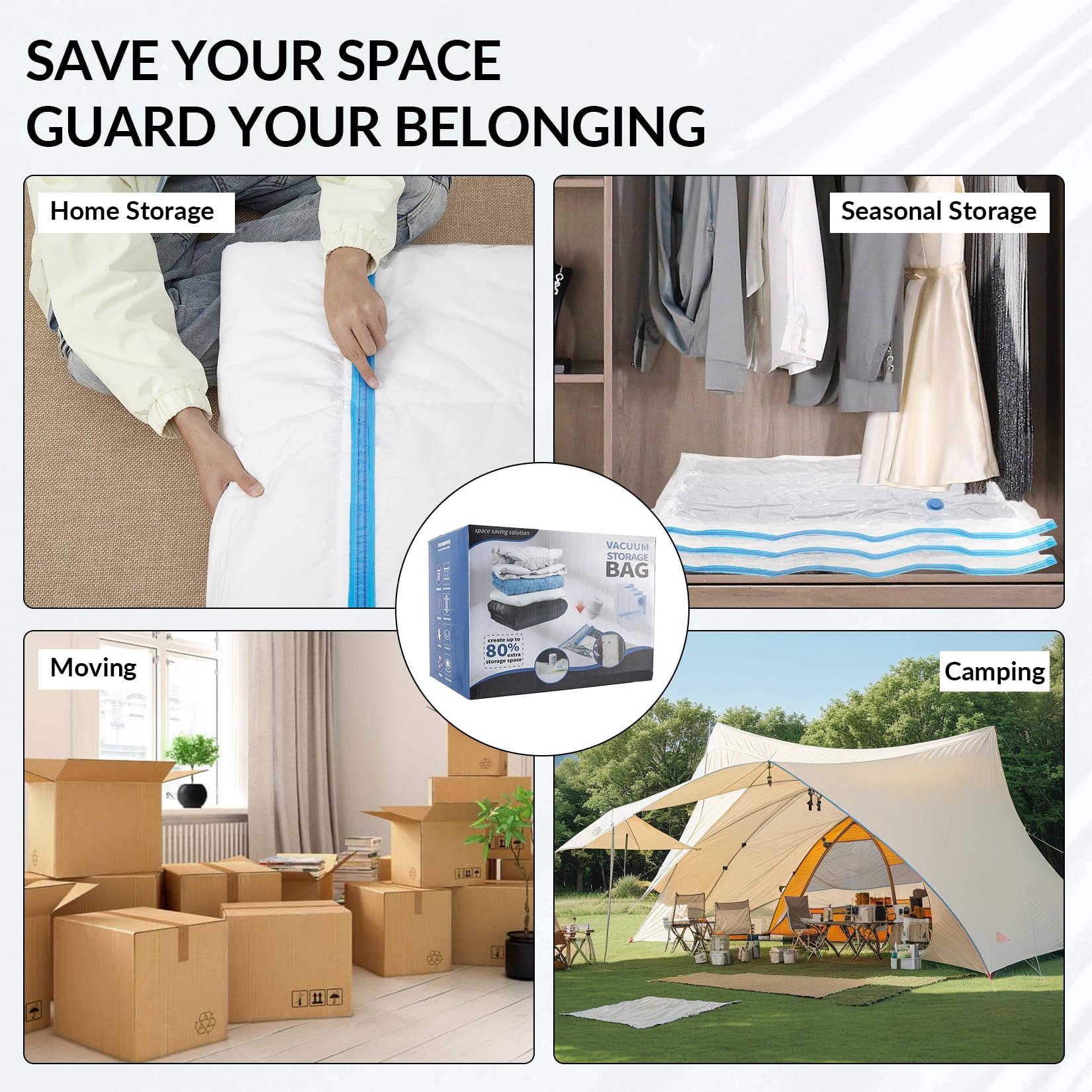 9 Pack Jumbo Vacuum Storage Bags 47 x 39 Inches, Space Saver Compression Bags with Double Layer Protection & Turbo Valve, Heavy Duty Vacuum Seal Bags for Comforters, Bedding, Blankets, Plush Toys