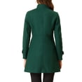 thumbnail image 4 of INSPIRE CHIC Women's Coat Double Breasted Midi Length Stand Collar Long Sleeve Coat XS Green, 4 of 8