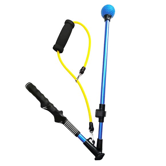caiton Blue A367 Golf Swing Trainer with Adjustable Length and Rubber Strap for Enhanced Swing Strength and Body Rotation Practice