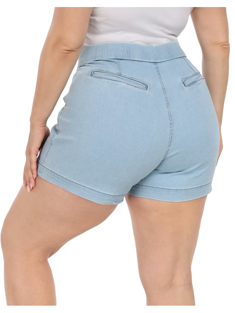 HDE Women's Plus Size Jean Shorts High Waisted Pull On