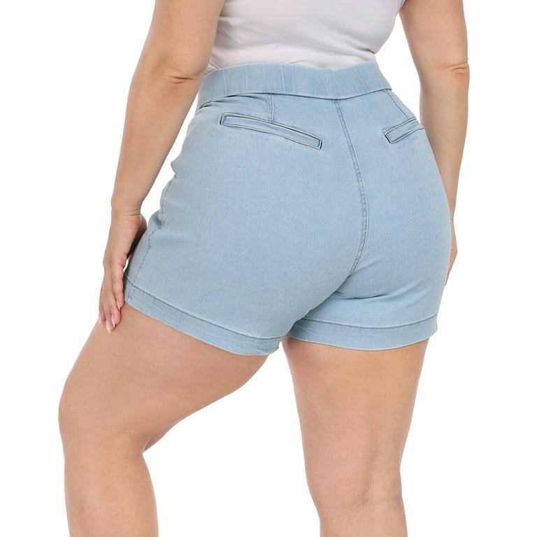 HDE Women's Plus Size Jean Shorts High Waisted Pull On HDE Women's Plus Size Jean Shorts High Waisted Pull On