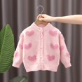 thumbnail image 5 of SHIWEN Toddler Baby Girls Cardigan Sweater Button Knit Jacket Kids Pearl Love Fall Winter Sweater Coat Size 0 - 6T, 5 of 10