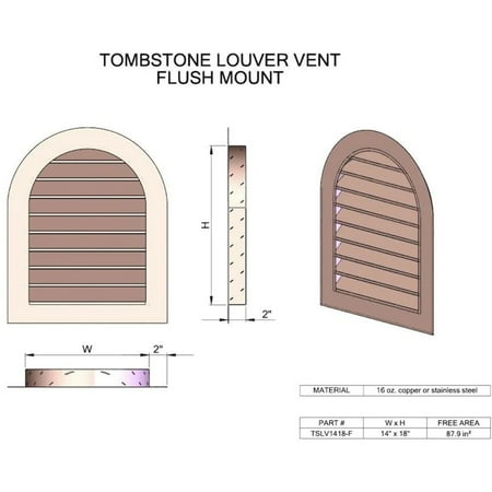 

Stainless Steel Tombstone Louvered Gable Wall Vent Vent Size: 12 W x 18 H Mount Type: Flush