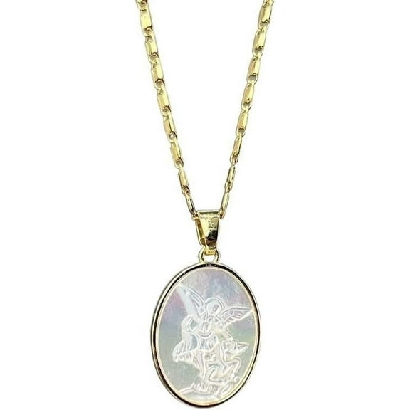 l Mother of Pearl Angel Necklace Medal Necklace,Faith Necklace