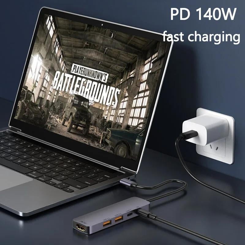 AUBEAMTO Type C USB Hub, 10Gbps USB C Hub, USB C Splitter with 4K@60HZ HDMI, 1 USB C 3.2 and 2 USB A 3.2 Data Ports,  140W PD, for MacBook, Mac Mini, XPS, Laptop and USB C Devices
