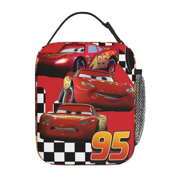 Insulation Portable Lunch Bag, Lightning McQueen Thermal Container with Adjustable Shoulder Strap
