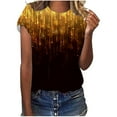 thumbnail image 1 of Pompotops Hauts Numériques Imprimé Météore pour Femmes T-Shirts Décontractés Col Rond T-Shirts Graphiques Manches Courtes Mode Été pour Femmes, 1 of 3