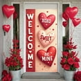 thumbnail image 3 of Red Heart Welcome Banner Buffalo Plaid Bow Love Backdrop Black Background Gold Polka Dots Heart Display for Front Door Decor Valentine's Day Party Housewarming Gift, 3 of 9