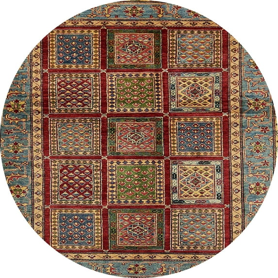 Ahgly Company Indoor Round Abstract Saffron Red Abstract Area Rugs, 6' Round