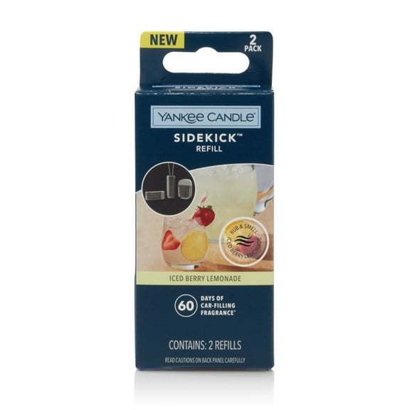 Yankee Candle Sidekick Collection Iced Berry Lemonade, Car Air Freshener, 2 Refill Packs