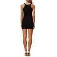 thumbnail image 5 of Halter Neck Mini Dresses for Women Plain Bodycon Crew Neck Off-Shoulder Sleeveless Summer Soft Cocktail Wedding Guest Dress Black S-2XL, 5 of 5