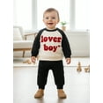 thumbnail image 6 of BemeyourBBs Toddler Baby Boy Girl Valentines Day Outfits Lover Boy Letter Long Sleeve Pullover Sweatshirt Tops Stripe Pants Set Spring Fall Winter Clothes, 6 of 9