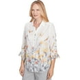 thumbnail image 3 of Alfred Dunner Womens Button Down Butterfly Floral Top With Necklace, 3 of 4