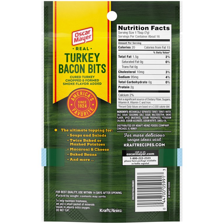 Oscar Mayer Real Turkey Bacon Bits, 4 oz Bag, 1 cup