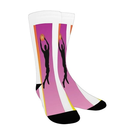 

Sports Decor Collection Basketball Slam Dunk Image Sequence Of Actions Player Game Match Custom Socks for Women