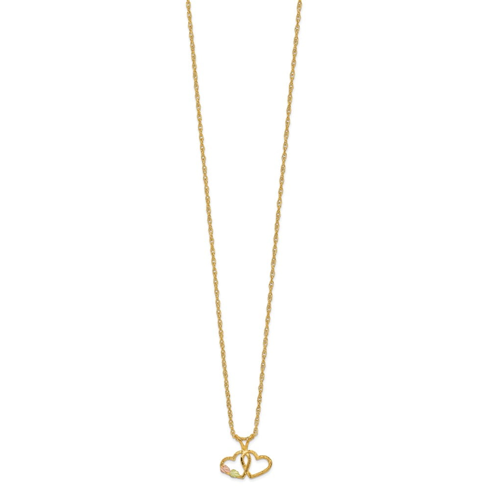 10k Tri-Color Black Hills Gold Double Heart Necklace