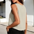 thumbnail image 6 of Lcziwo Women Cotton Summer Tank Top Button Down Sleeveless Crew Neck Shirts Gauze Solid Lightweight Casual Loose Blouses Beige,XL, 6 of 9