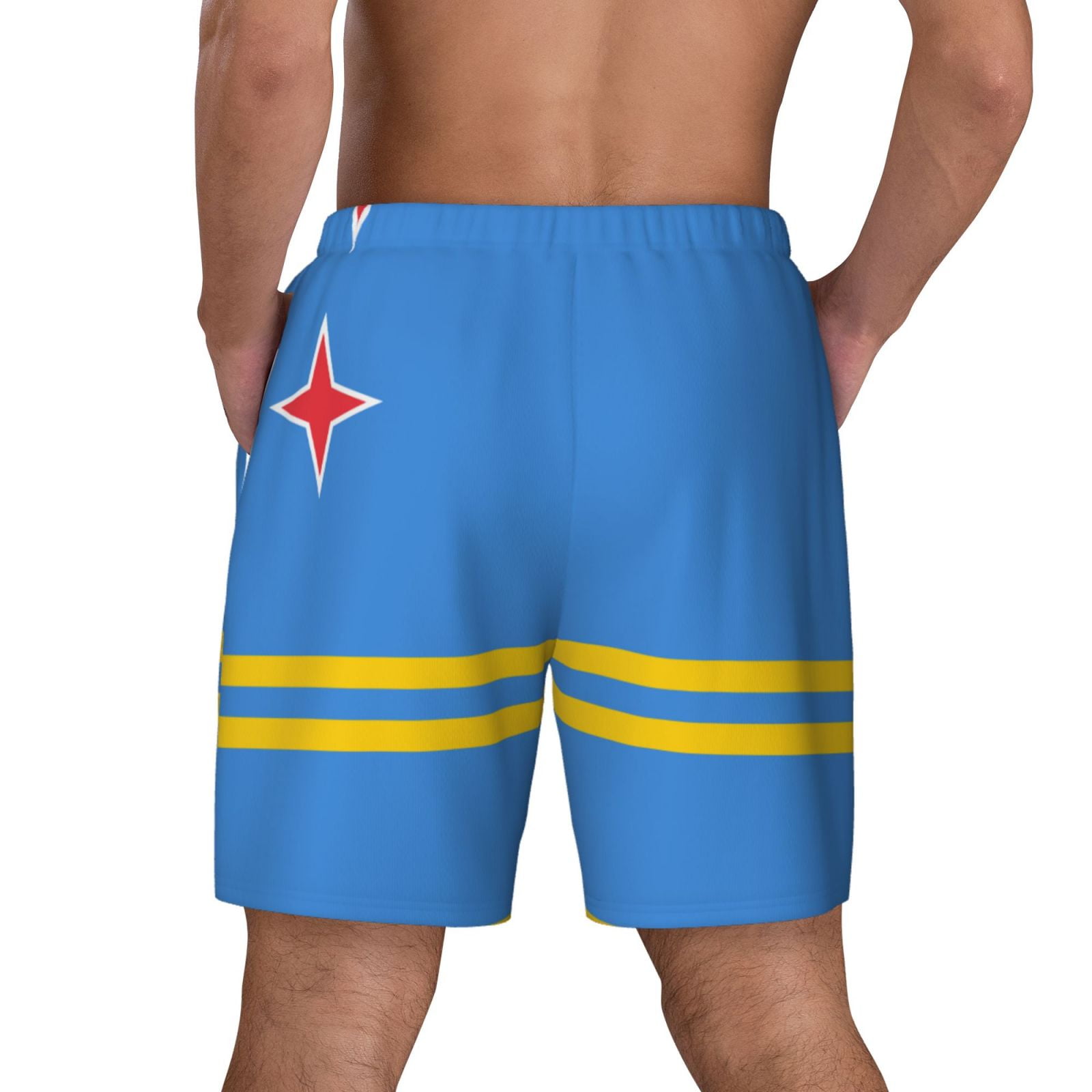 Men's Aruba Flag Swim Trunks with Compression Liner Bathing Suit Swimwear
