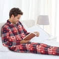 thumbnail image 6 of Junzan Heart Plaid for Men's Long Sleeve Pajama Set,Button-Front 2Pjs for Men Long Sleeve Mens Sleepwear 2 Piece Sleepwear Loungewear Sets-X-Large, 6 of 7
