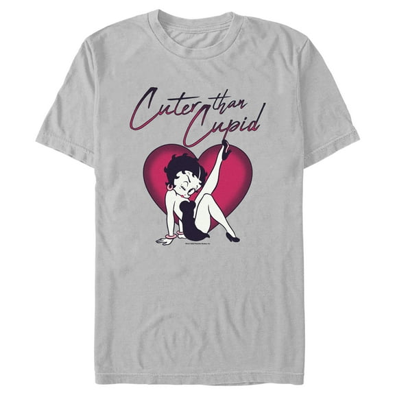 Men's Betty Boop Cuter Than Cupid  Graphic Tee Silver Small