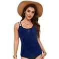 thumbnail image 5 of GEWSEY Tankini Tops for Women Swimwear Top Only Tummy Control Bathing Suit Top No Bottom (Dark Blue, L), 5 of 9