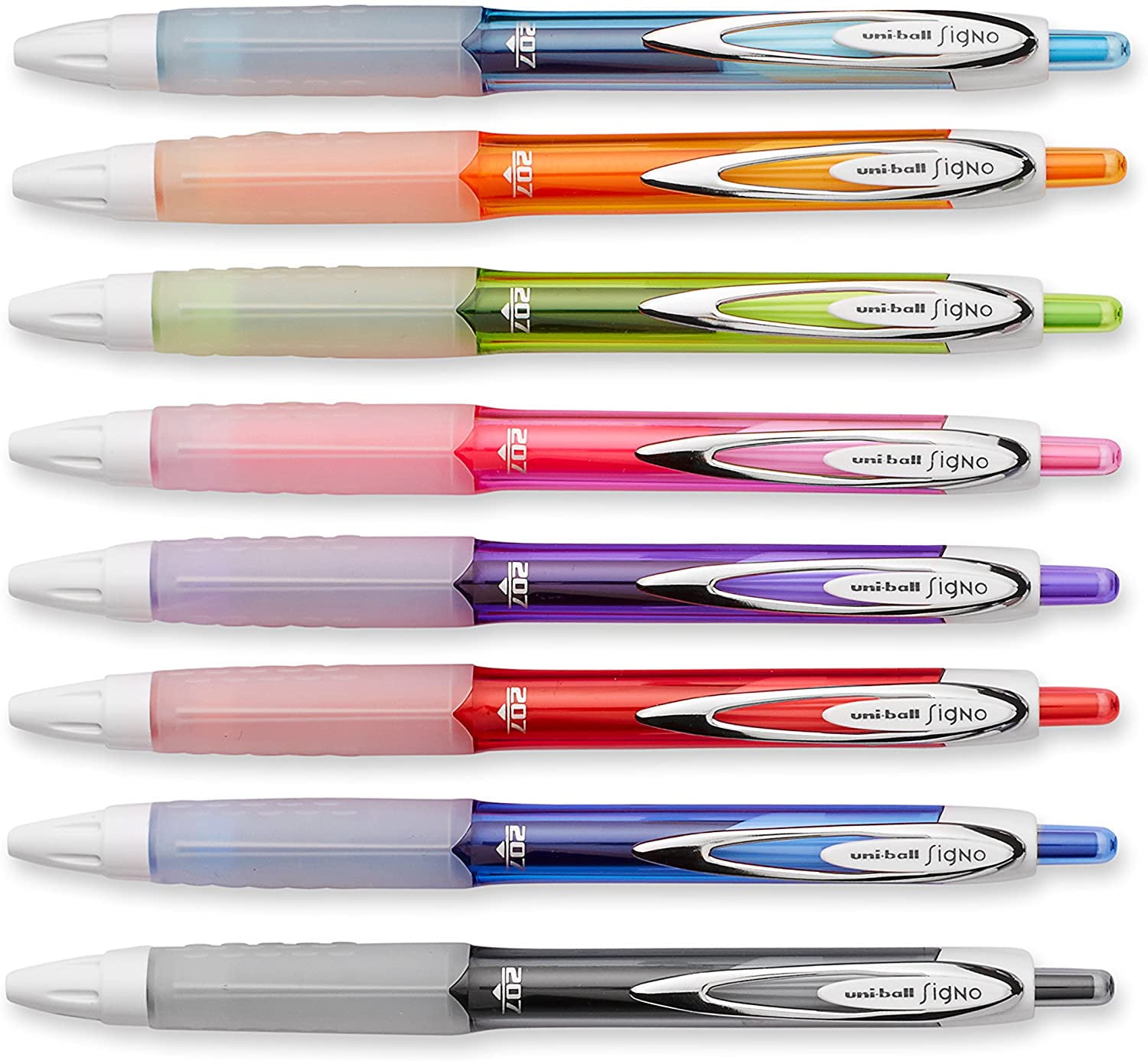 Count 8 Uni-Ball 207 Colors Retractable Gel Pens Medium Point 0.7Mm Assorted 