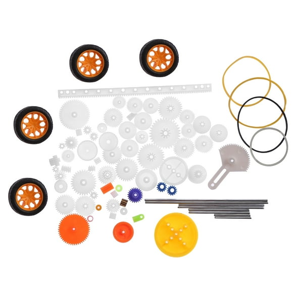WALFRONT 78pcs Plastic Gears Pulley Belt Worm Rack Kits Gear Set Shaft Belt DIY Set Accessories, Plastic Gears Kit, Plastic Gears Set