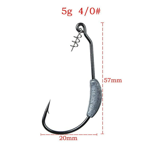Yeashow 5 Pack Weighted Fishing Hook Barbed Jig Hook With Twist Lock Throwing Hook Swimming Lure Fishing Hook