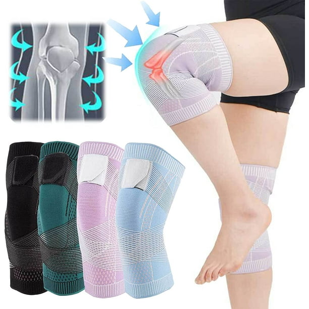 ShenMo 4pcs Knee Compression Sleeve - Best knee support, knee elastic wrap,  3D high elasticity click rain knee support compression sleeve, with  adjustable compression bandage, suitable for men and wo 