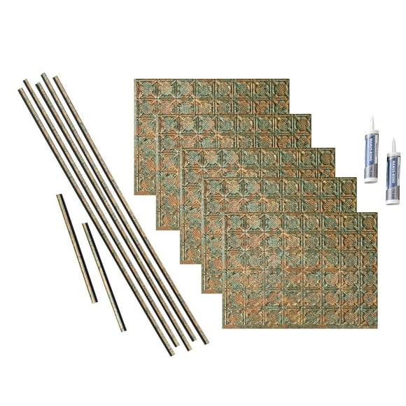 FASÄDE Traditional Style 6 Decorative Vinyl Backsplash 15 sq ft Kit in Copper Fantasy