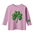 thumbnail image 3 of WOYY St. Patrick's Day T-Shirt for Girls Clover Print 3/4 Sleeve T Shirt Tee, Sizes 10-11, 3 of 3