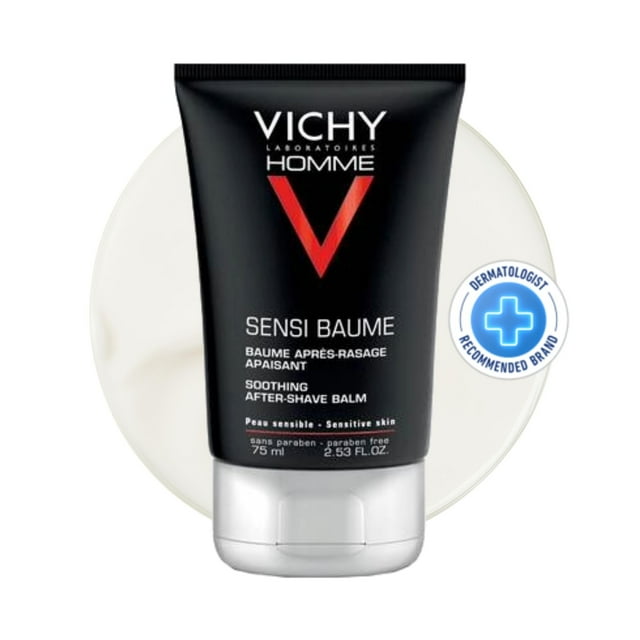 Vichy Hidratante facial para hombre para despu�s del afeitado, B�lsamo Homme Sensi para piel sensible e irritada, Sin parabenos, 75 ml