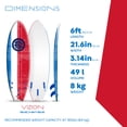 thumbnail image 6 of Bloo Tide 6 Ft Soft Top Surfboard, Swallow Tail, Teens and Adults, Americana Graphic top Deck with high Density Slick Bottom | Red and Blue Color | Leash and Fin Set In, 6 of 10