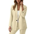 thumbnail image 2 of Dressy Business 2 Piece Sets for Women Fall Fashion Slim Long Sleeve Lapel Neck One Button Suit Jackets Fitted Out Work Solid Color Zip Trousers, 2 of 4