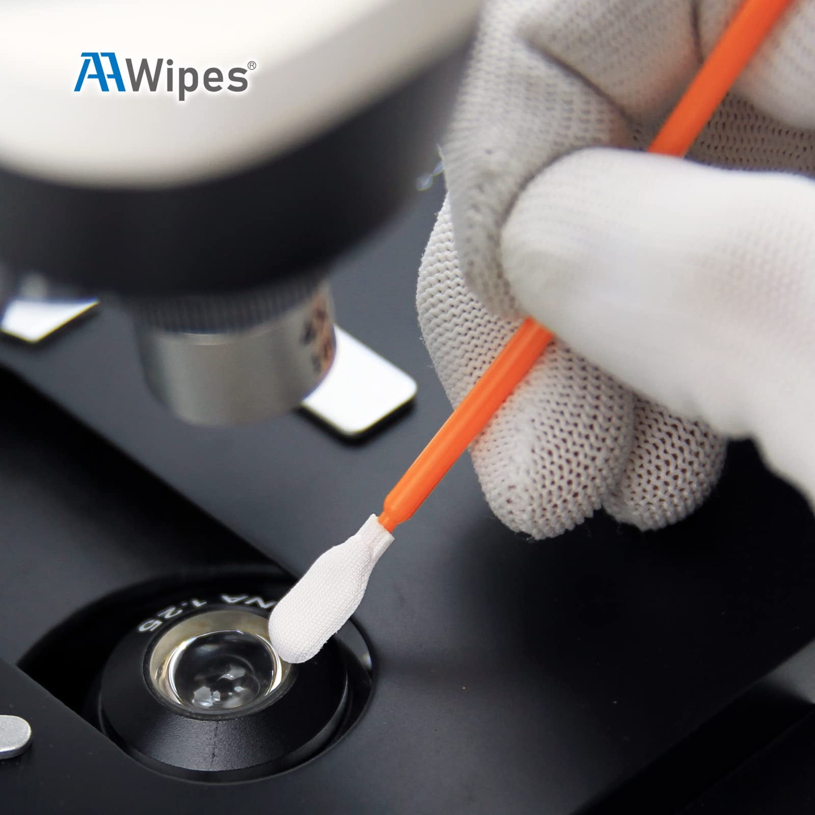 AAwipes 4" Cleaning Swabs (Bulk Pack 1000pcs, Orange, Length/Swab Head Width=100 mm/6.8 mm) Knitted Polyester Cleanroom Foam Cleaning Swab Stick (A7147A-1000)