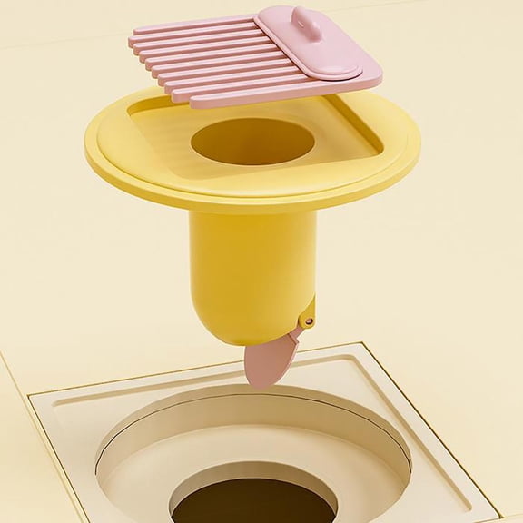 Shower Drain Plug,Shower Plug,Odor-Proof Shower Drain Plug - Backflow Preventer with Magnetic Closure Crossbody, Hair Catcher, and Silicone Reducer Ring, Fits 1.9''-3.9'' ID Drains(Yellow)