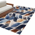 thumbnail image 2 of 3'x5' Area Rugs, Navy Blue Burnt Orange Botanical Indoor Outdoor Area Rug for Living Room Bedroom, Abstract Palm Leaf Washable Bathroom Rugs Kitchen Floor Carpet Mats Home Decor Aesthetic, 2 of 8