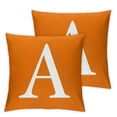 thumbnail image 2 of Acheng Orange Pillow Cover with White Letter Monogram A and Stripes English Alphabet Initial Decorative Square Throw Cushion Case for Bed Sofa Couch 2pcs Pillowcase, Double Sided Print White, 2 of 6