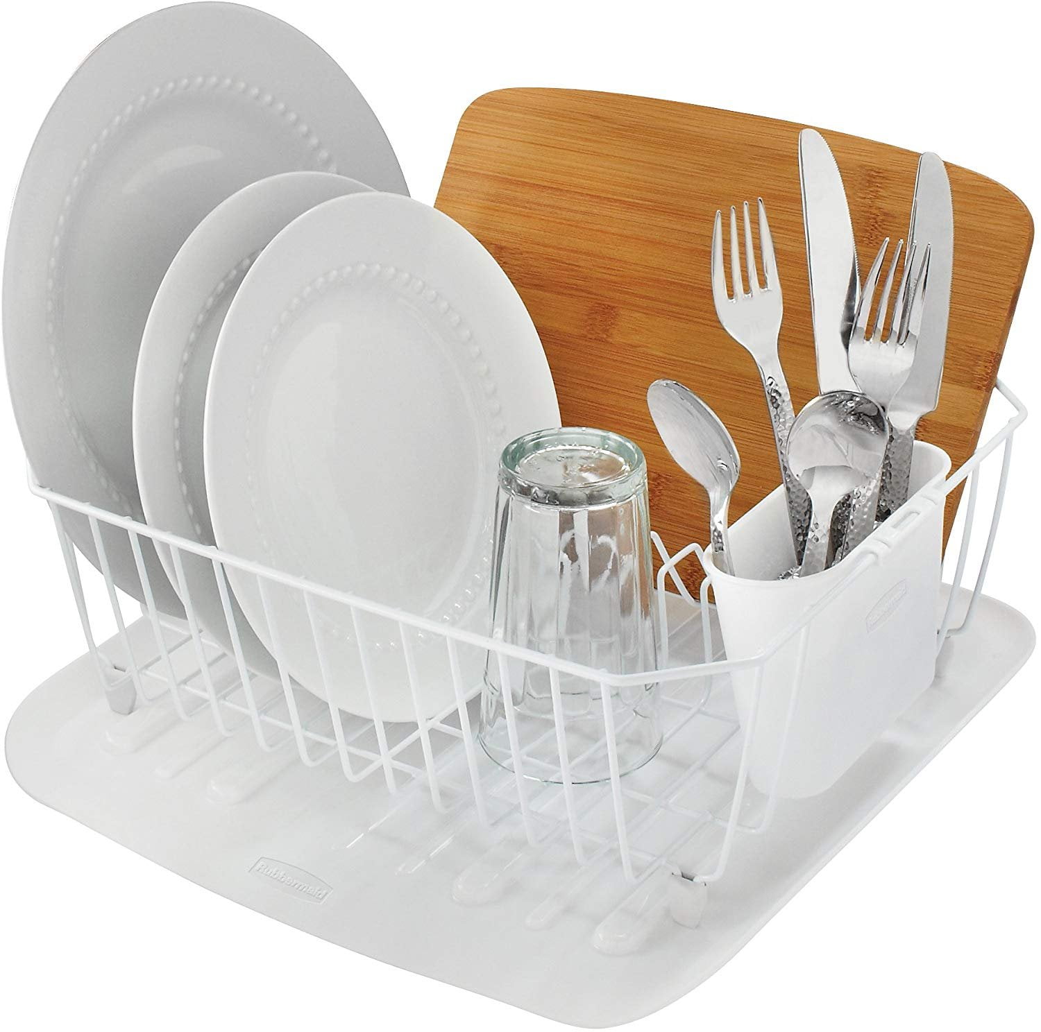 ILO Clam Shell Small Dish Drainer Rack White and Sage Green