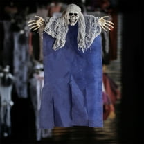 Halloween Decorations Outdoor, Life Size Poseable Skull with Suction Cups, Bendable Arms for Hanging, Reusable Lightweight Prop for Windows, Tree, Yard Party Decor