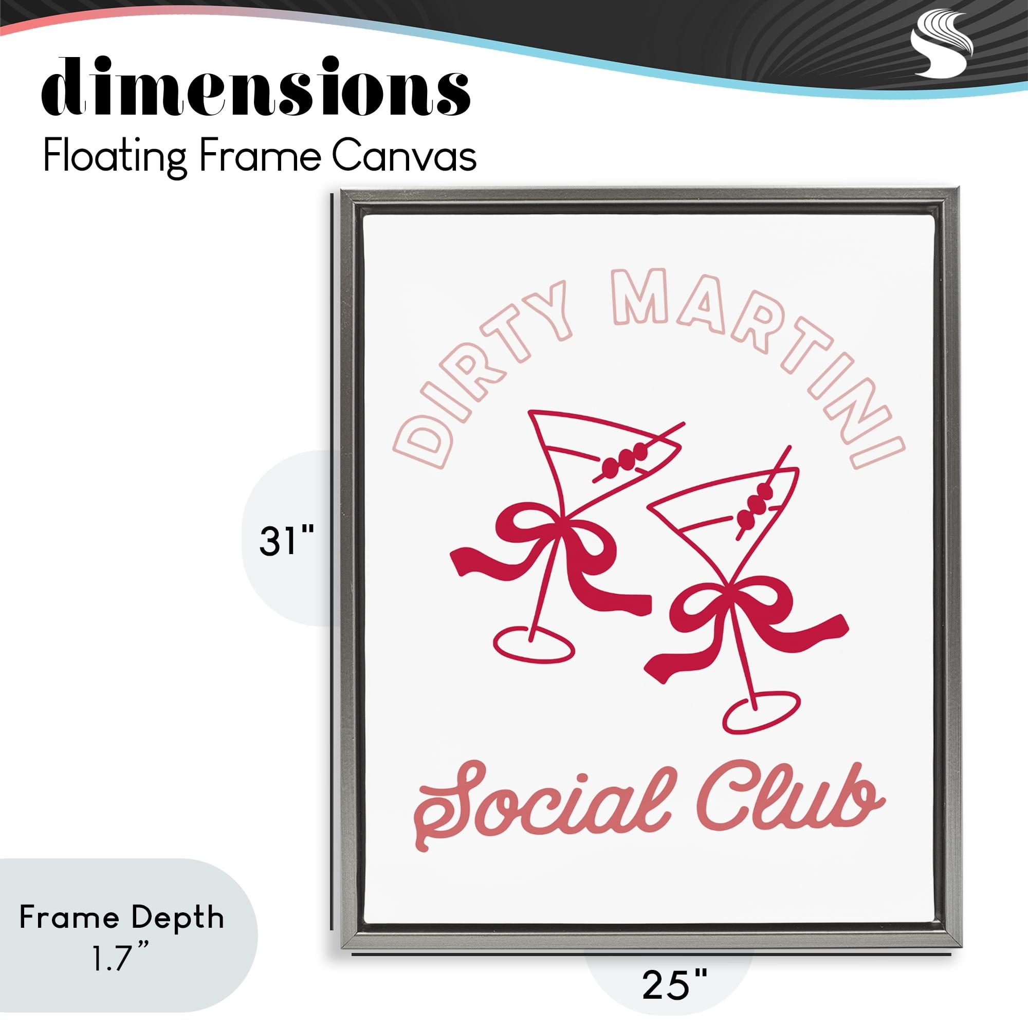 Stupell Industries Pink Martini Social Club Gray Framed Floater Canvas Wall Art, design by Lettered and Lined