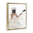 thumbnail image 3 of Stupell Industries Cozy in Bed with Drink People Painting Gold Floater Framed Canvas Art Print Wall Art, 17 x 21, 3 of 9