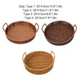 thumbnail image 4 of Matsuzay Bandeja tejida hecha a mano, bandejas de almacenamiento redondas con asa, de fruta ligero, cesta de almacenamiento de cocina Decoración del hogar Marrón 25 cm * 4.5 cm, 4 of 6