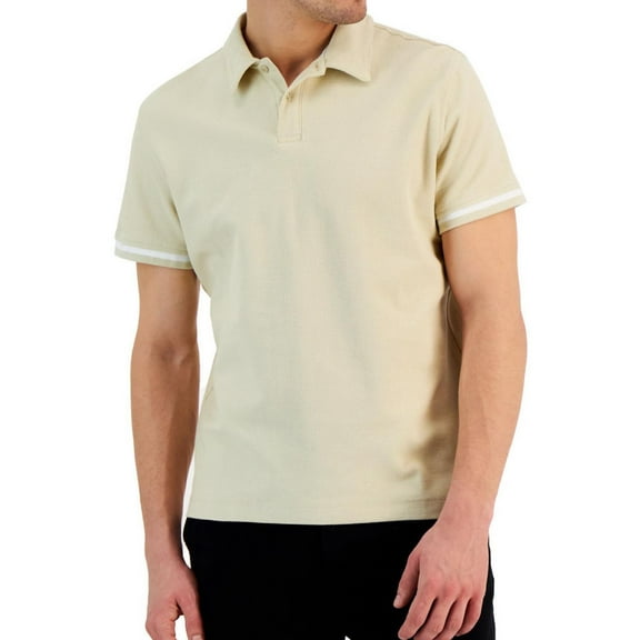 Alfani Mens Regular-Fit Tipped Polo Shirt, Brown, Small