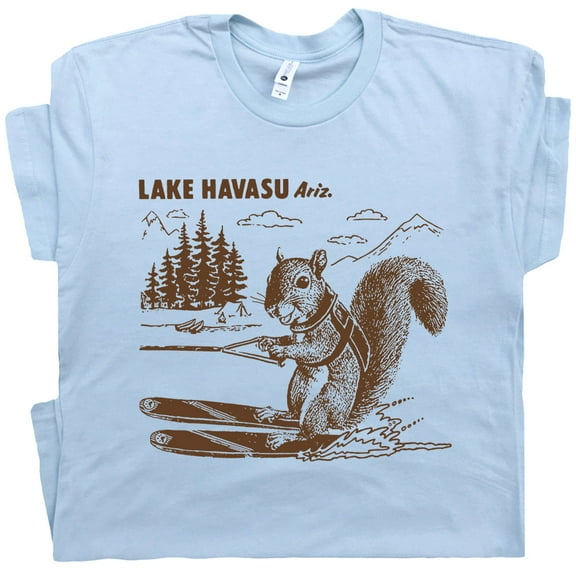 Lake Havasu T Shirt Water Ski Squirrel Shirts for Men Women Retro Cute Vintage Lake Havasu Camping Boating Skiing Theme Graphic Tee