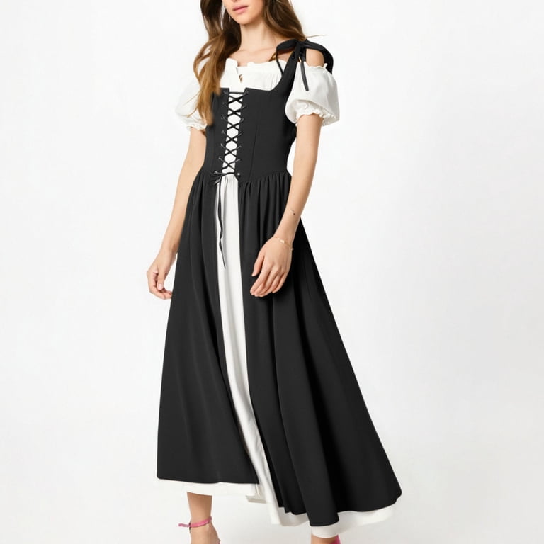 Wyobmus Medieval Dress for Women Shoulder Sleeve Retro Peasant Dress Halloween Renaissance Lace Up Mesh Flowy Elegant Dresses Black - Walmart.com Wyobmus Medieval Dress for Women Shoulder Sleeve Retro Peasant Dress Halloween Renaissance Lace Up Mesh Flowy Elegant Dresses Black - Walmart.com