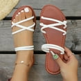 thumbnail image 2 of WLOELOEW Woven Strap Sandals For Women Casual Beach Flat Shoes Two-Way Wear Lightweight Pu Material Foot Length 9.25 Inches Us Size 6, 2 of 9